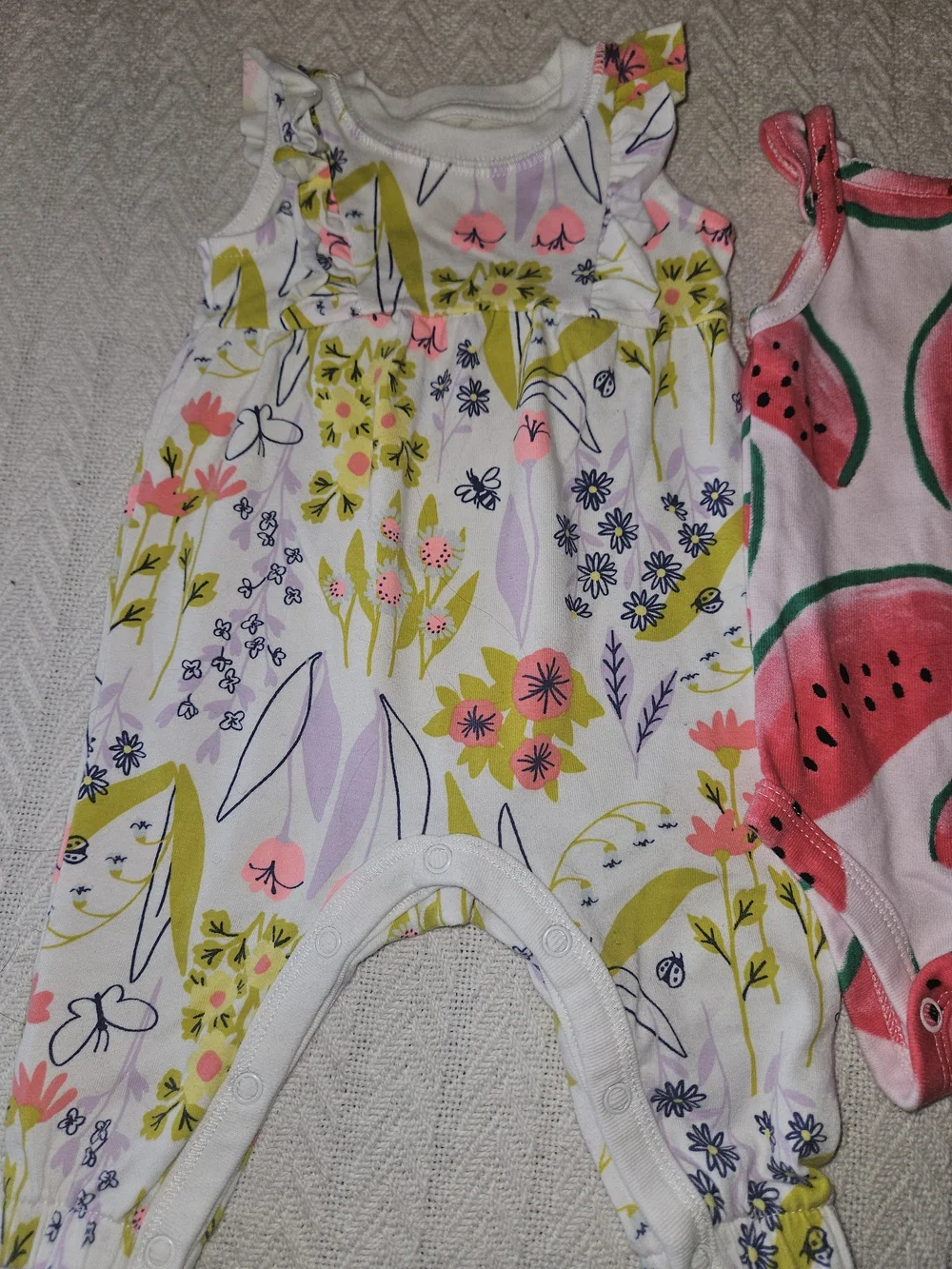 Girls Summer Romper & Onesie Bundle - Yellow, Pink, Green, Black 6 Pieces